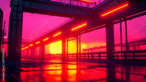 Neon Sunset Cityscape