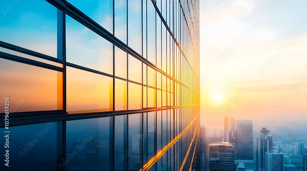 Sunset Skyline Glass Building Sunset Skyline Glass Building
