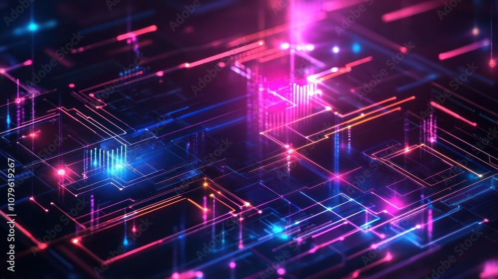 Abstract Circuitry with Glowing Lines Abstract Circuitry with Glowing Lines