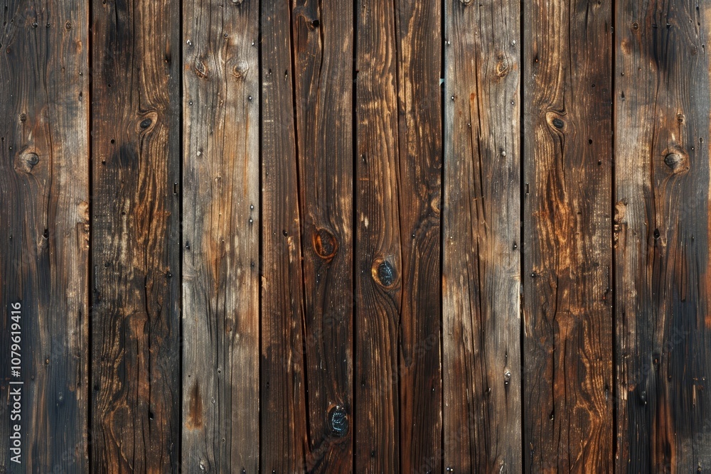 Fototapeta premium Weathered wooden planks with visible grain and knots.