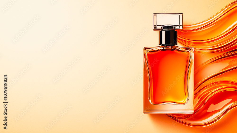 Orange Perfume Bottle on Abstract Background Orange Perfume Bottle on Abstract Background