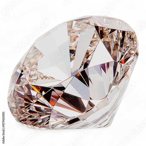 Champagne Diamond: A dazzling crystal diamond, meticulously crafted, gleams with an alluring champagne hue.  Its facets catch the light, creating a breathtaking display of brilliance and luxury. photo