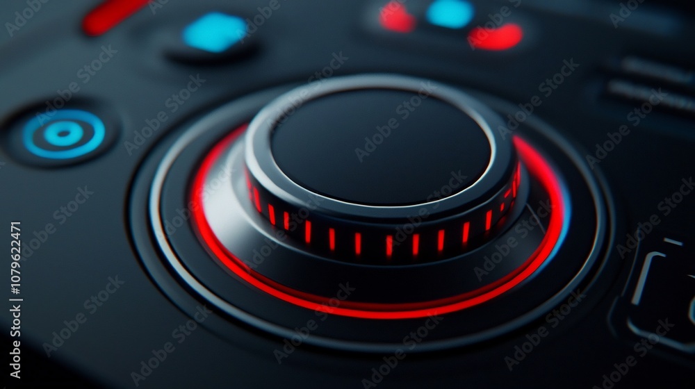 Fototapeta premium Close up view of a sleek futuristic interface design featuring holographic elements illuminated control panels and a minimalist high tech aesthetic The image showcases the innovative