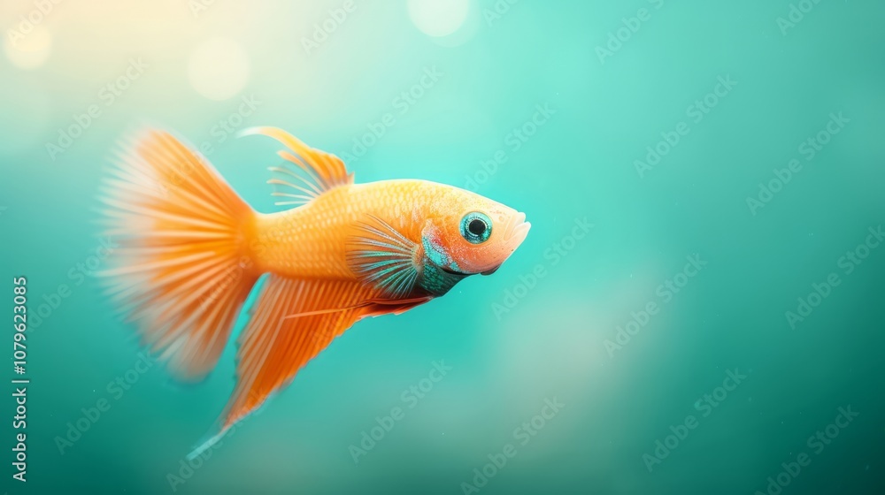 Playful Exotic Fish in Bright Orange and Blue Colors Playful Exotic Fish in Bright Orange and Blue Colors