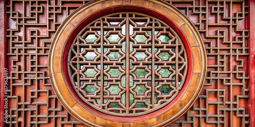 Close-up of a Chinese circle window pattern