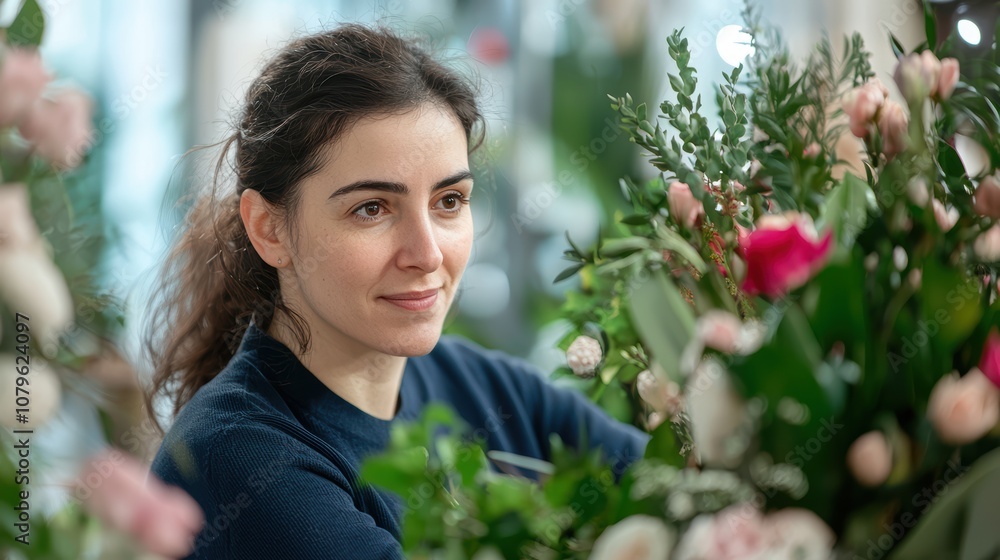 Spanish woman planning a wedding event floral arrangement studio photography indoor close-up event planning Spanish woman planning a wedding event floral arrangement studio photography indoor close-up event planning