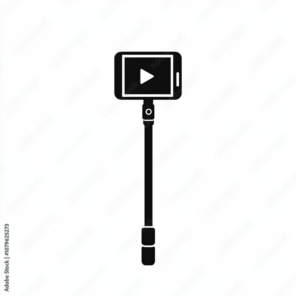 This minimalist design showcases a selfie stick with a smartphone attached, ideal for representing social media or photography-related themes in graphics This minimalist design showcases a selfie stick with a smartphone attached, ideal for representing social media or photography-related themes in graphics