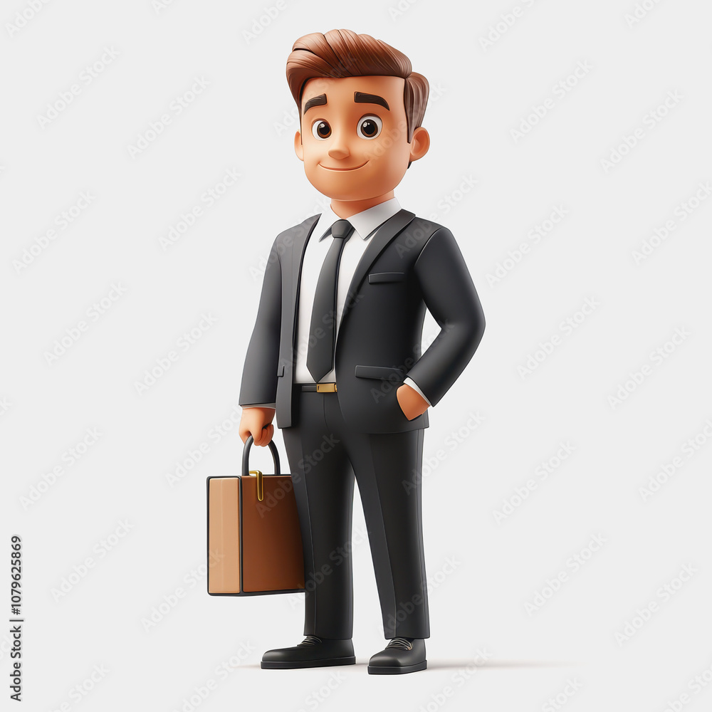 Professional cartoon character in a suit holding a briefcase, representing business, success, and confidence in the workplace and corporate environment. Professional cartoon character in a suit holding a briefcase, representing business, success, and confidence in the workplace and corporate environment.