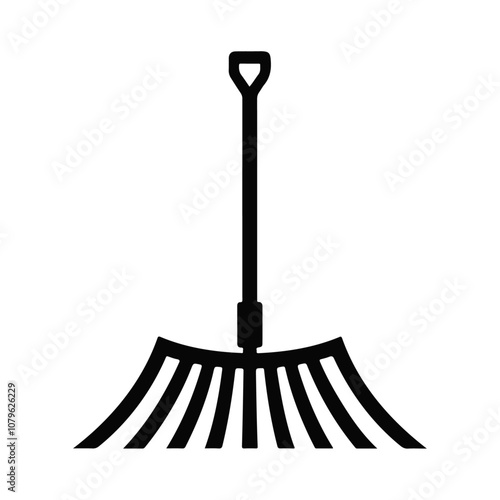 Silhouette rake long handle with curved tines vector icon design