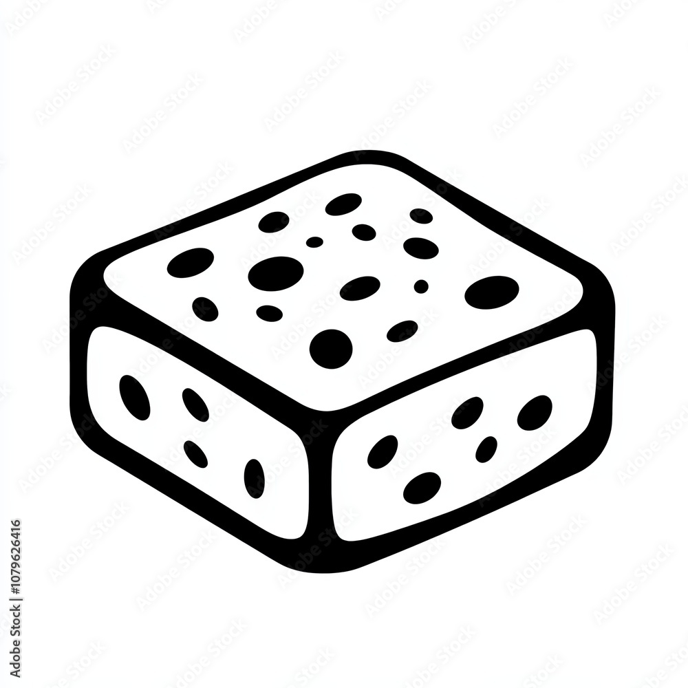 The illustration features a simple line icon of a sponge, showcasing its typical rectangular shape and porous texture, designed for cleaning purposes The illustration features a simple line icon of a sponge, showcasing its typical rectangular shape and porous texture, designed for cleaning purposes