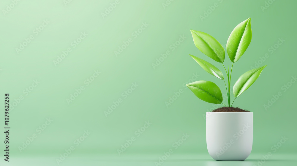 Fresh Green Plant in Modern White Pot on Soft Green Background for Home Decor, Office Design, or Nature-Themed Projects Showcasing Organic Beauty and Serenity Fresh Green Plant in Modern White Pot on Soft Green Background for Home Decor, Office Design, or Nature-Themed Projects Showcasing Organic Beauty and Serenity
