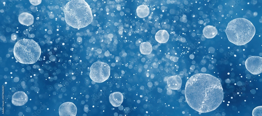 winter snow water circle ball on blue background, bubble 10 winter snow water circle ball on blue background, bubble 10