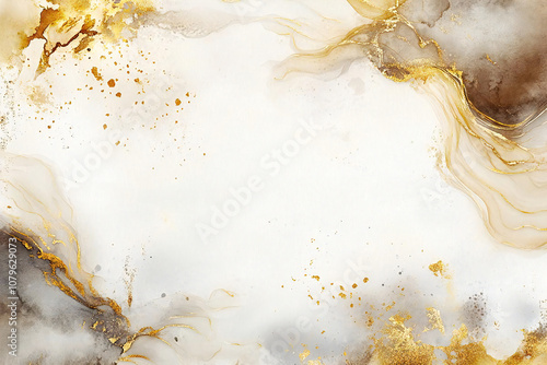 柔らかな金と白の抽象アート