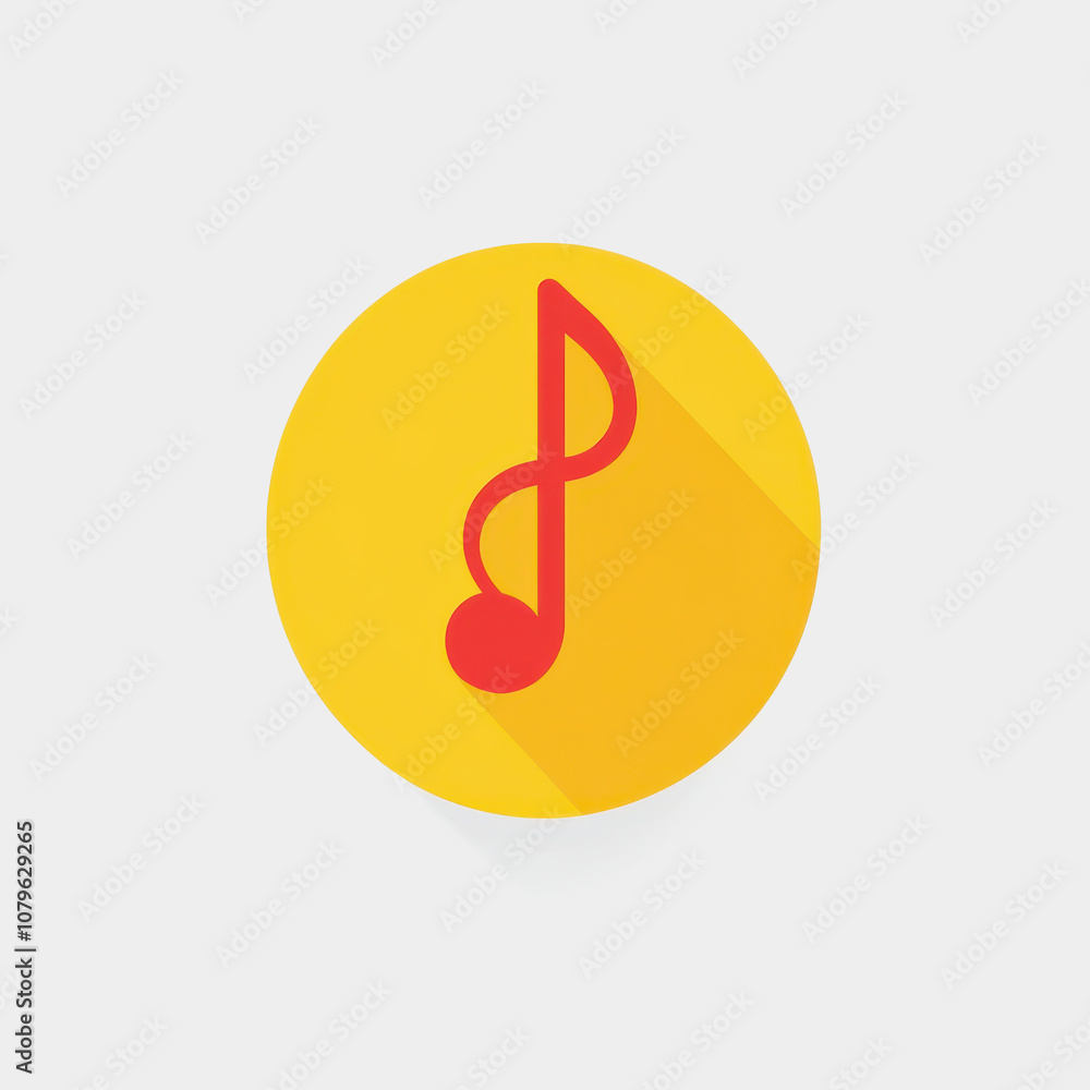 Vibrant Musical Note Icon with Flat Design Style on Bright Yellow Background Perfect for Creative Projects, Websites, or App Development in Music and Arts Vibrant Musical Note Icon with Flat Design Style on Bright Yellow Background Perfect for Creative Projects, Websites, or App Development in Music and Arts