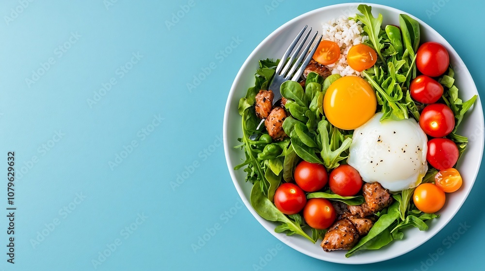 Flat design of a healthy meal plate showcasing a well balanced and nutritious selection of fresh vegetables lean protein and wholesome grains representing a balanced and wellness focused lifestyle Flat design of a healthy meal plate showcasing a well balanced and nutritious selection of fresh vegetables lean protein and wholesome grains representing a balanced and wellness focused lifestyle