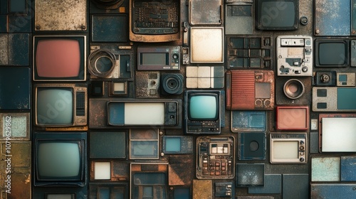 A Wall of Vintage Electronics and Gadgets photo