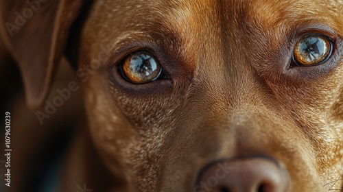 Close up of a dog s face featuring expressive and soulful eyes