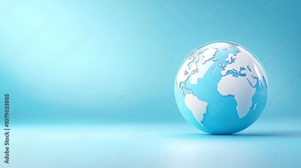 3D World Globe on Bright Blue Background 3D World Globe on Bright Blue Background