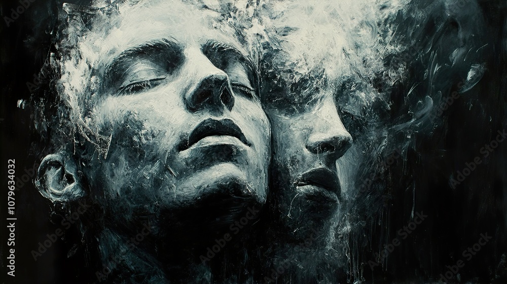 Abstract Portrait of Two Faces: A Dreamlike Exploration of Human Connection Abstract Portrait of Two Faces: A Dreamlike Exploration of Human Connection