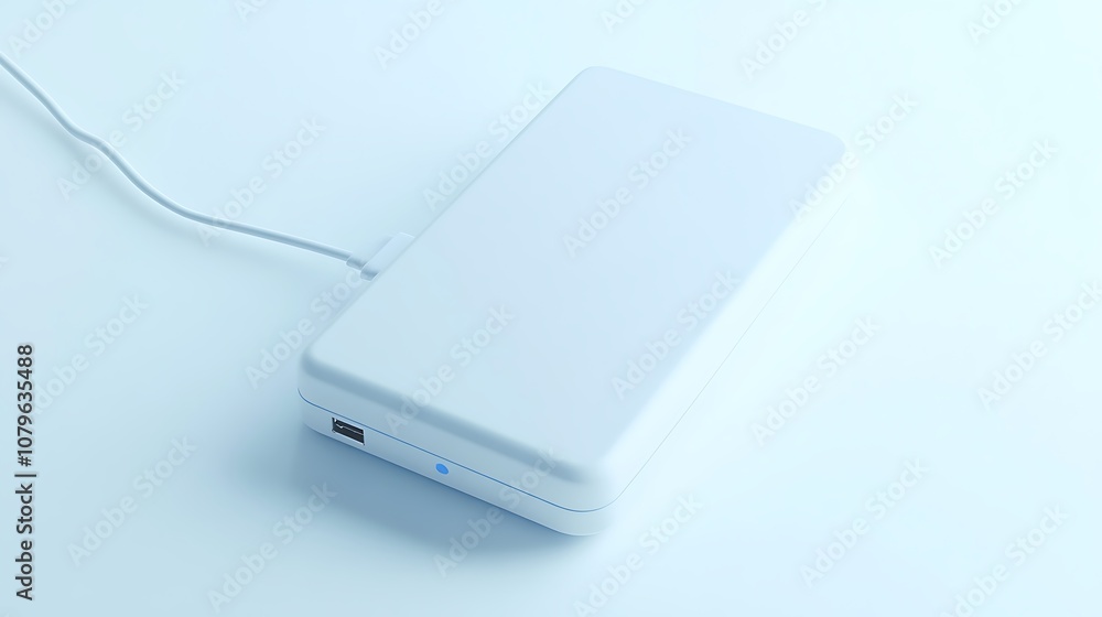 White power bank isolated on a white background White power bank isolated on a white background