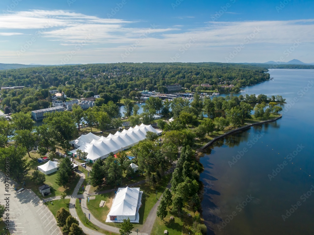 Photo & Art Print The rural town of Magog and the shoreline of Lake ...