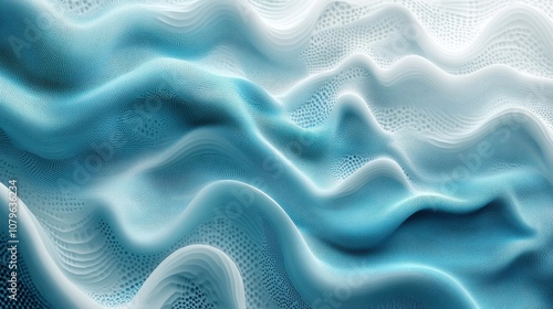 Abstract Blue and White Wavy Pattern with Dotted Texture Creating a Serene and Modern Aesthetic photo