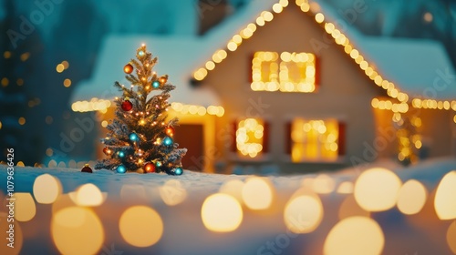 Christmas Tree in front of a house