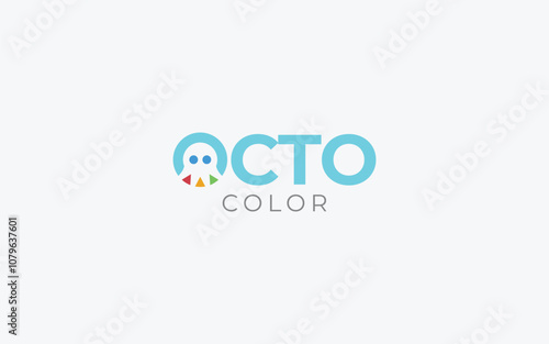 Word mark logo icon formed octopus symbol in letter o in colorful		 photo