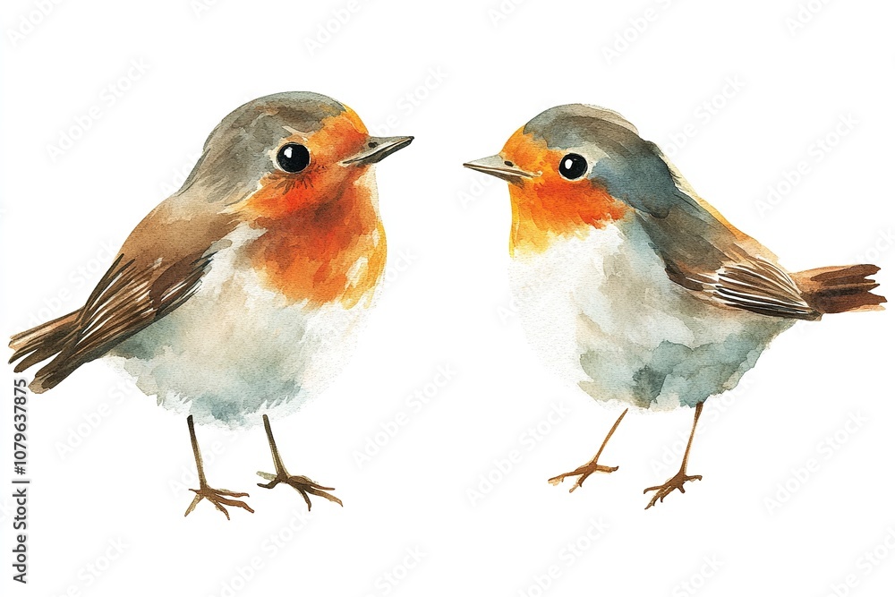 A robin's collection of standing, flying, and portrait birds. Generative Ai A robin's collection of standing, flying, and portrait birds. Generative Ai