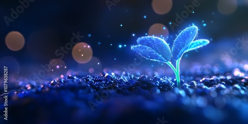 Scientifically accurate hologram of a seed sprouting, showing changes in cellular structure and growth in realtime