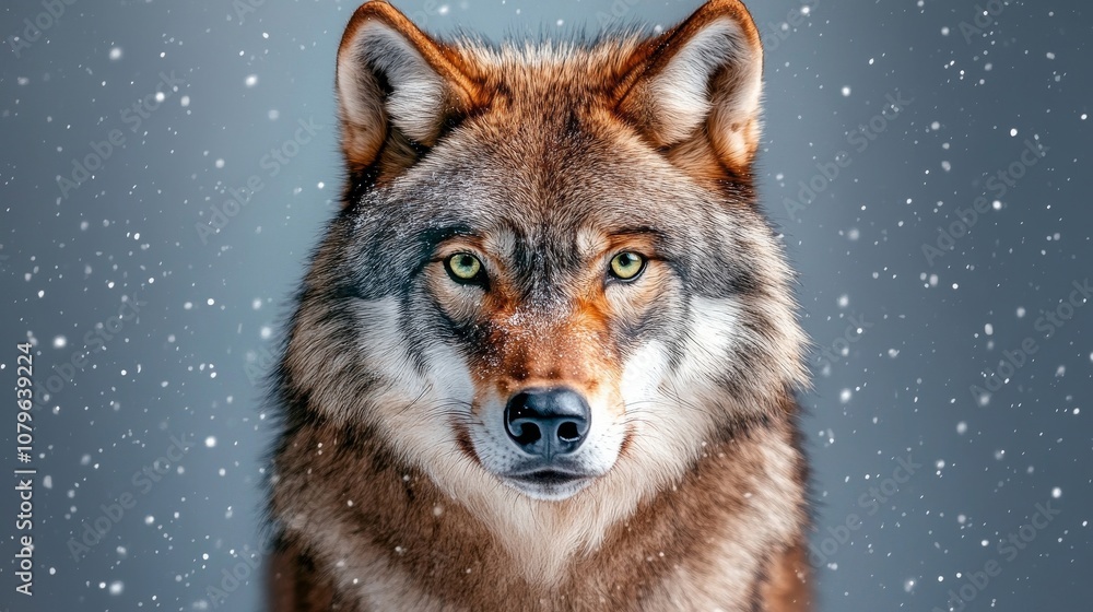 Majestic Winter Wolf Close up Portrait in Snow Majestic Winter Wolf Close up Portrait in Snow