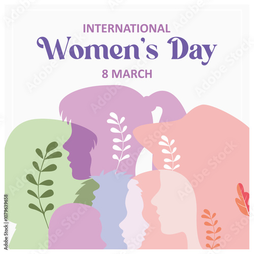 Silhouette of a woman for International Women's Day celebration. Honoring the contributions of women in history. Women's History Month 2025 concept. Flat vector illustration.