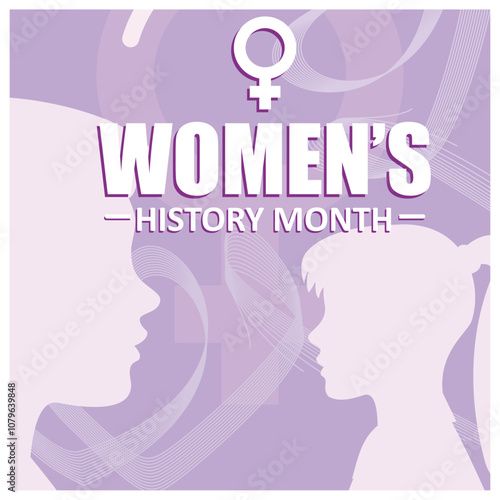 An annual celebration highlighting women's contributions to various events in history. Women's History Month 2025 concept. Flat vector illustration.