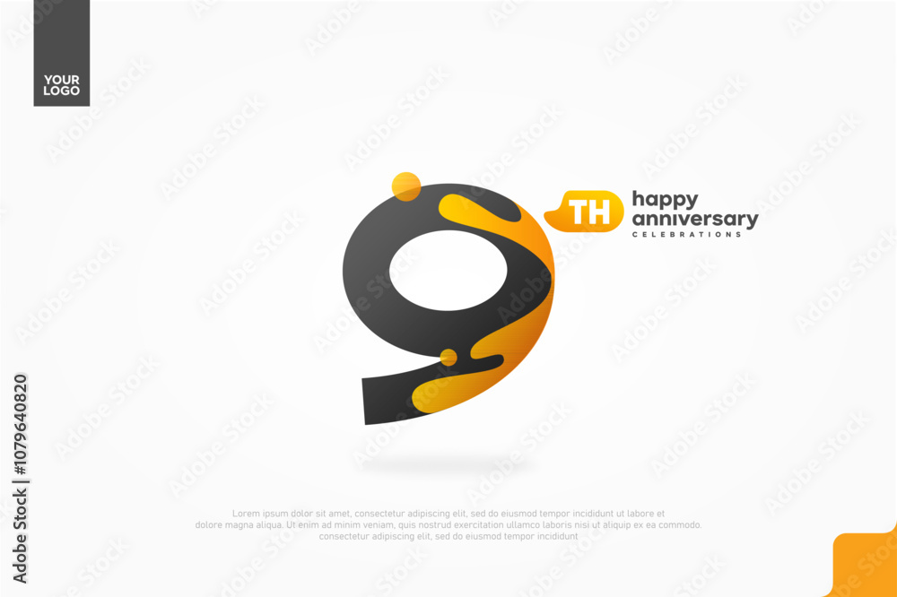 9th Anniversary icon with water splash 9th Anniversary icon with water splash