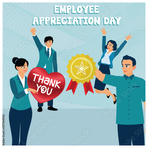 Employers give thanks and appreciation to employees. Recognition to the best employees. Employee Appreciation Day concept. Flat vector illustration.