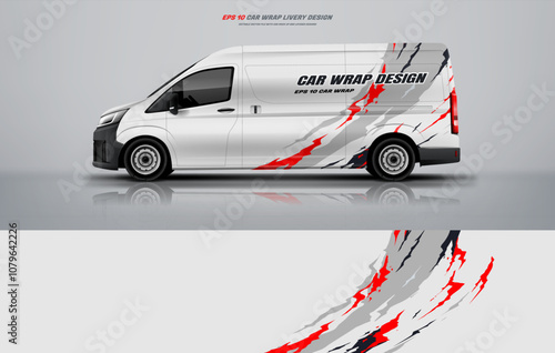 Obraz na plátně Universal Racing Car wrap livery design for van and other types of cars with whi