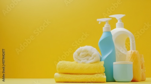 Bathroom Essentials on a Yellow Background