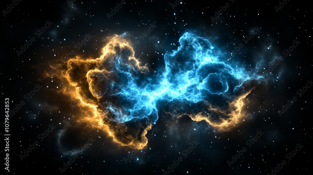 Cosmic Nebula Blue and Orange Energy Clouds in Space Background Cosmic Nebula Blue and Orange Energy Clouds in Space Background