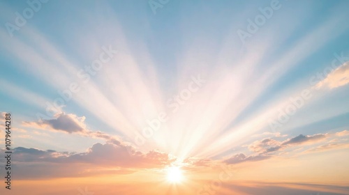 Bright sunbeams painting sky in pastel shades