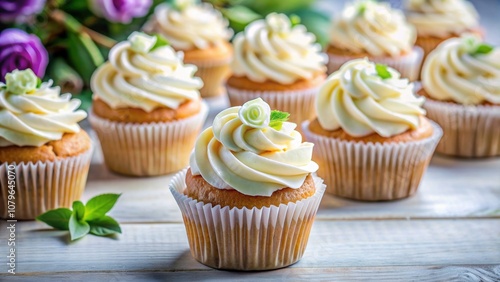 Cupcakes decorated with cream for a memorial celebration, memorial, celebration, cupcakes, cream, dessert, bakery, food