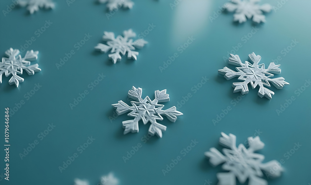 A close-up of snowflake decorations on a blue surface, creating a winter-themed aesthetic. A close-up of snowflake decorations on a blue surface, creating a winter-themed aesthetic.