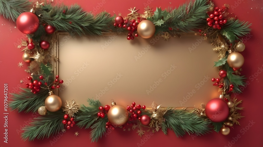 Christmas Tree Decoration with Fir Branches, Cones, and Ornaments Christmas Tree Decoration with Fir Branches, Cones, and Ornaments