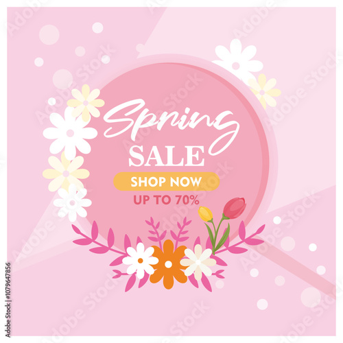 Colorful spring sale promotion with discount offers.