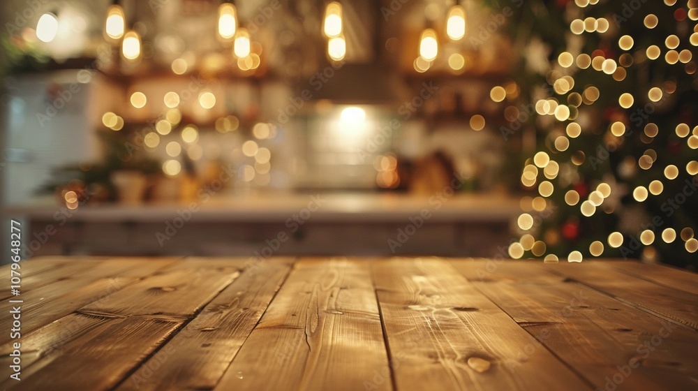 Cozy Holiday Kitchen: Festive Backdrop with Christmas Tree and Twinkling Lights Cozy Holiday Kitchen: Festive Backdrop with Christmas Tree and Twinkling Lights