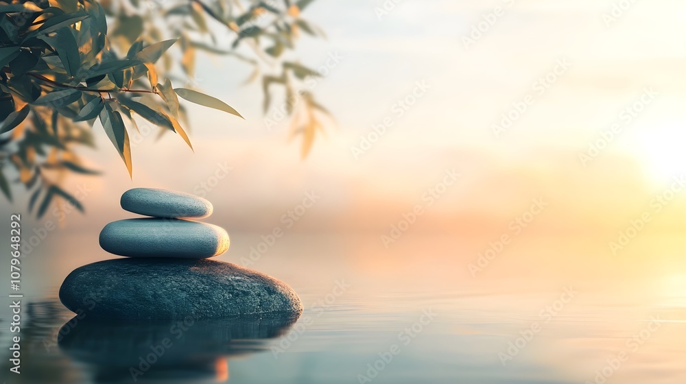 Obraz premium Meditation helps calm the mind and reduce stress with a copy space image showing a serene setting