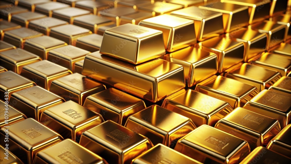 Obraz premium Gold bars representing economy and investment, gold, bars, finance, money, economy, investing, wealth, precious metal