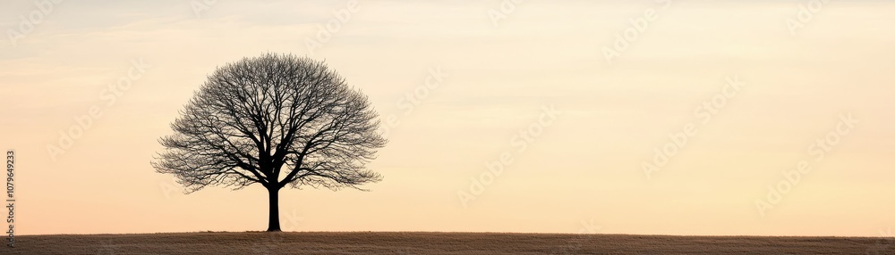 A solitary tree stands against a soft sunset, its branches bare, creating a serene and contemplative atmosphere. A solitary tree stands against a soft sunset, its branches bare, creating a serene and contemplative atmosphere.