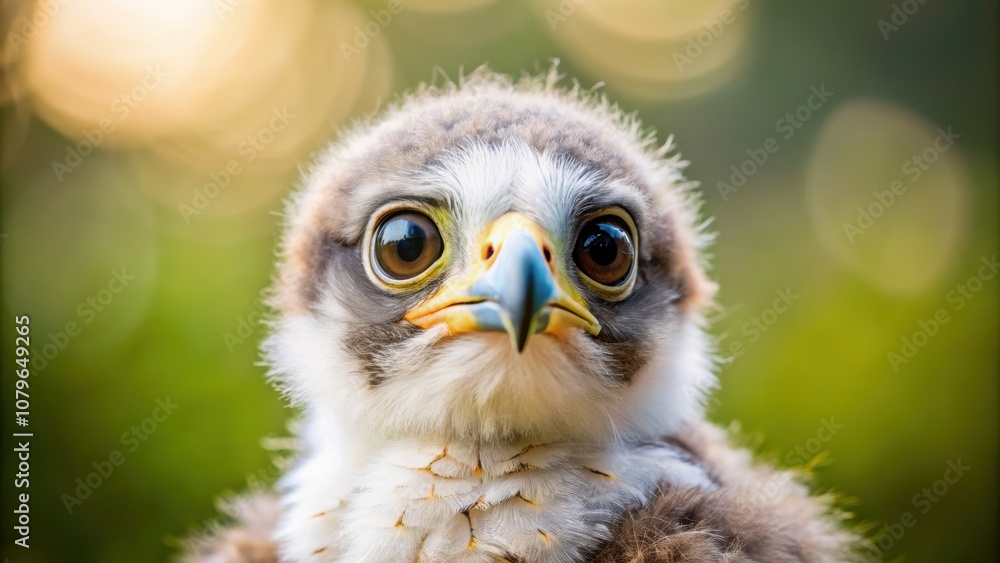 Fototapeta premium Adorable eagle chick with expressive eyes and small beak, eagle, chick, bird, small, adorable, cute, young, wildlife, animal