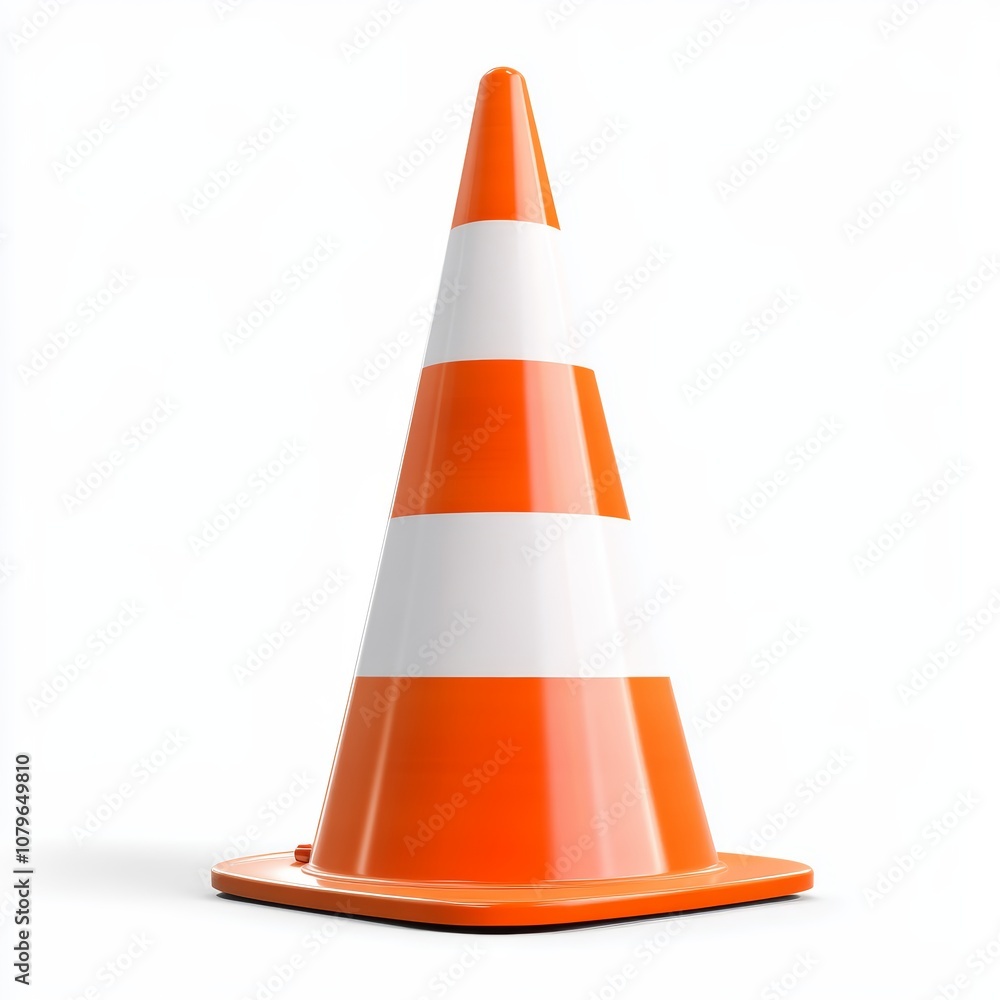 3D Orange Traffic Cone Safety Icon Isolated on White Background 3D Orange Traffic Cone Safety Icon Isolated on White Background