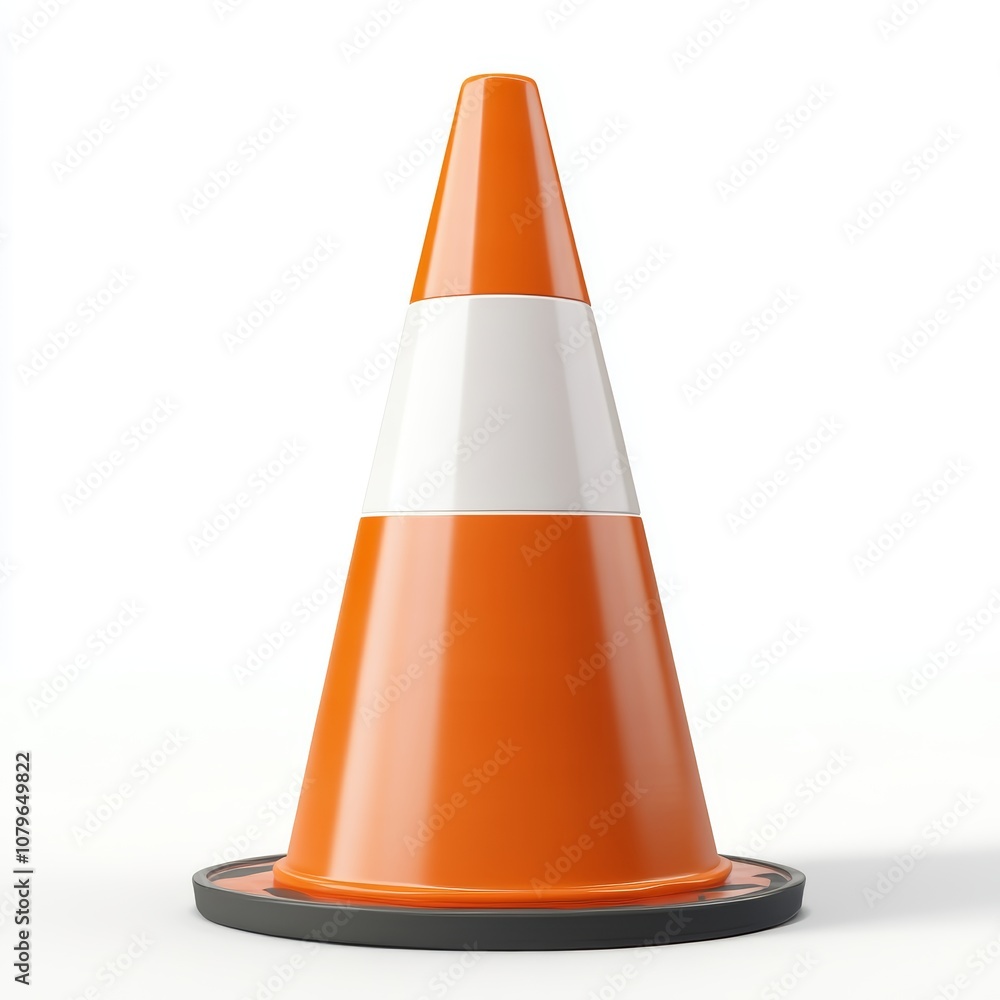 3D Orange and White Traffic Cone Isolated on White Background 3D Orange and White Traffic Cone Isolated on White Background